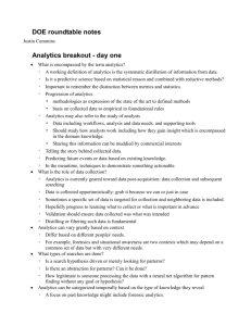 Analytics breakout - day one summary presentation – raw notes