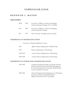 KennethMatonCV - Department of Psychology