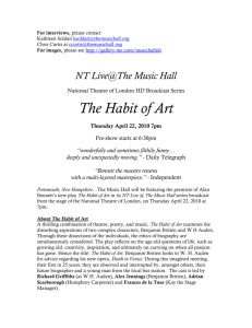 National Theatre of London HD Broadcast Series The Habit of Art