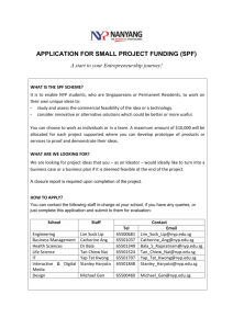 APPLICATION FOR SMALL PROJECT FUNDING (SPF) A start to