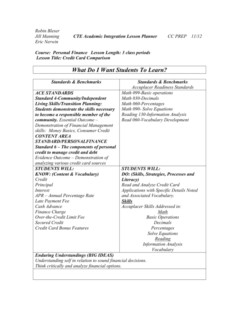 Integratated Lesson Plan PREP Cherry Creek School District
