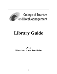 Library Guide - College of Tourism and Hotel Management
