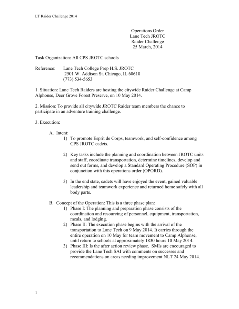 Op Order Rotc Example OpOrder Raider Challenge2014
