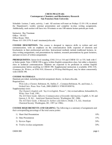 COSE: CHEM 390 - San Francisco State University