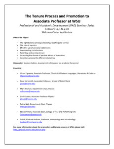 The Tenure Process and Promotion to Associate Professor at WSU