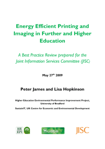 Energy Efficient Printing and Imaging in Further and Higher