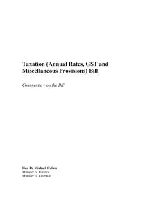 Taxation (Annual Rates, GST and Miscellaneous Provisions) Bill