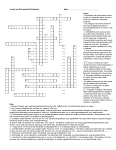 Living in our Environment unit Crossword Name
