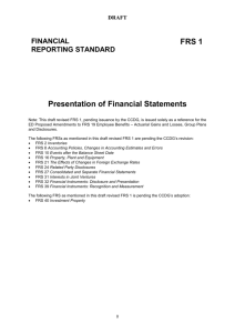 Draft revised FRS 1 Presentation of Financial Statements