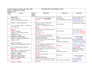 Spring 2004 Calendar of Activities