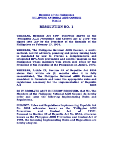 Rules and Regulations Implementing the Philippines AIDS