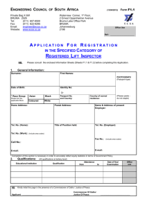 Application Form: Lift Inspector