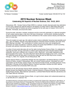 Nuclear Science Week 2015 Press Release