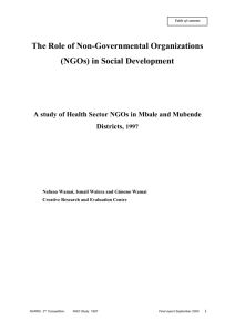 The Role of Non-Governmental Organisations (NGOs) in Social
