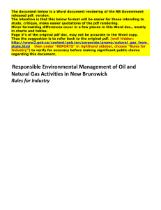 New Brunswick Management Natural Gas Activities 15