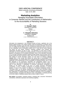 Marketing Analytics: Managing Incomplete Information in Consumer