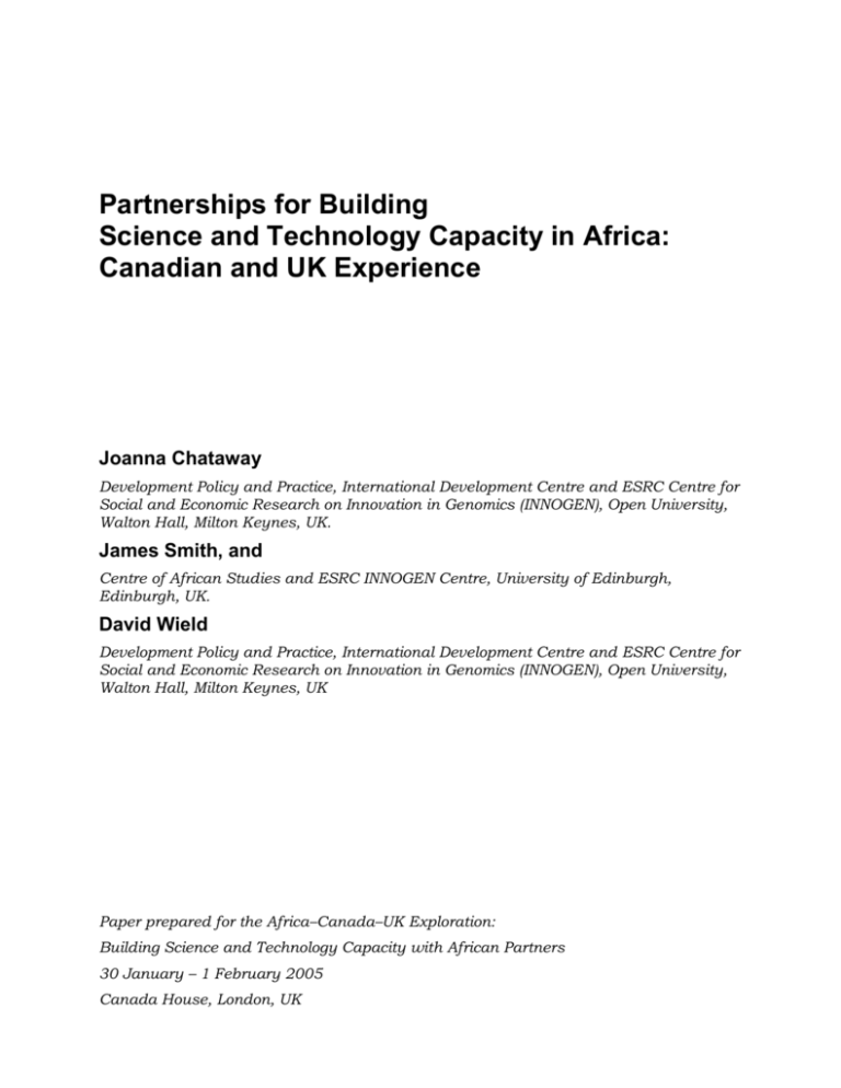 Partnerships for Science and Technology Capacity