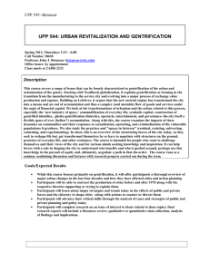 UPP 545: URBAN REVITALIZATION AND GENTRIFICATION