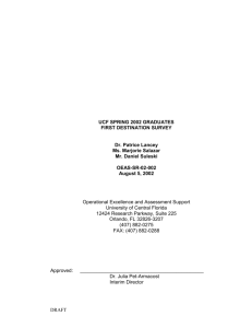 UCF Spring 2002 Graduates First Destination Survey