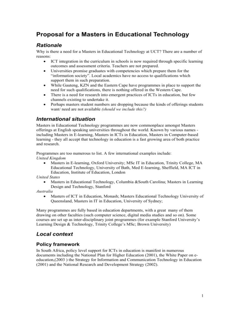 masters in education research proposal