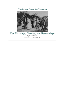 Christian Care and Concern for Marriage, Divorce & Remarriage