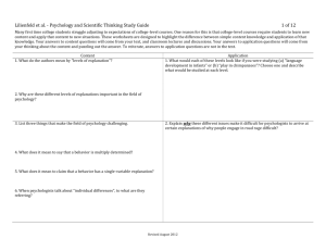 Lilienfeld et al. - Psychology and Scientific Thinking Study Guide 1 of