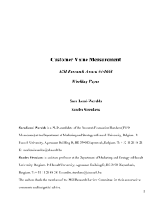 Customer Value Measurement Methods: Measurement Model