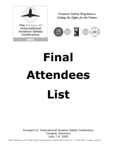 Final Attendees List Europe/U.S. International Aviation Safety