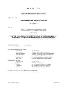 ah 349: policy grievance - Canadian Railway Office of Arbitration