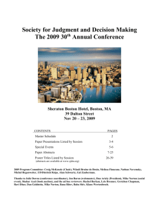 2009 SJDM Conference - Society for Judgment and Decision Making