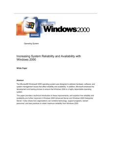 Windows 2000 Reliability and Availability Improvements