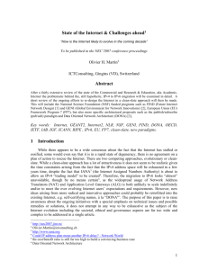 State of the Internet and Challenges ahead