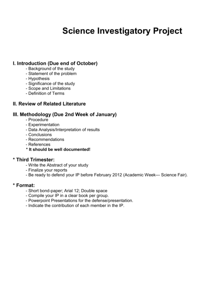 science investigatory project research questions