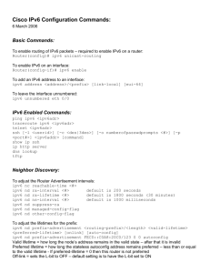 List of Cisco IPv6 Configuration Commands