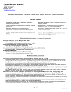 Resume for Jason Michael Maddux - Jason Michael Maddux, BS CS