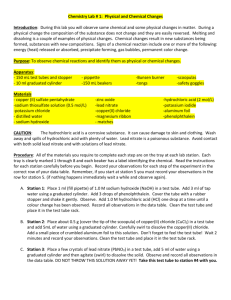 Chemistry Lab # 1: Physical and Chemical Changes