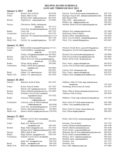 helping hands schedule - Peace Lutheran Church