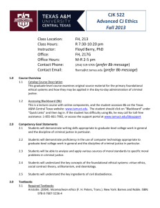 C JK 522 110 Advanced CJ Ethics - Texas A&M University