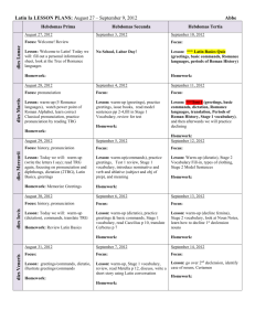 Latin III Pre-AP LESSON PLANS: November 14 – December 2, 2011