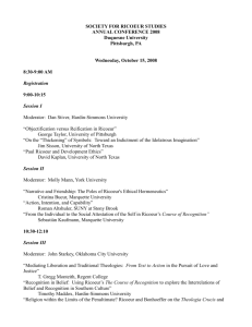 2008 Society for Ricoeur Studies Conference Program