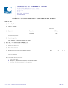 CGL & Umbrella Application - Chubb Group of Insurance Companies