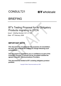 21CN Testing Approach Proposal