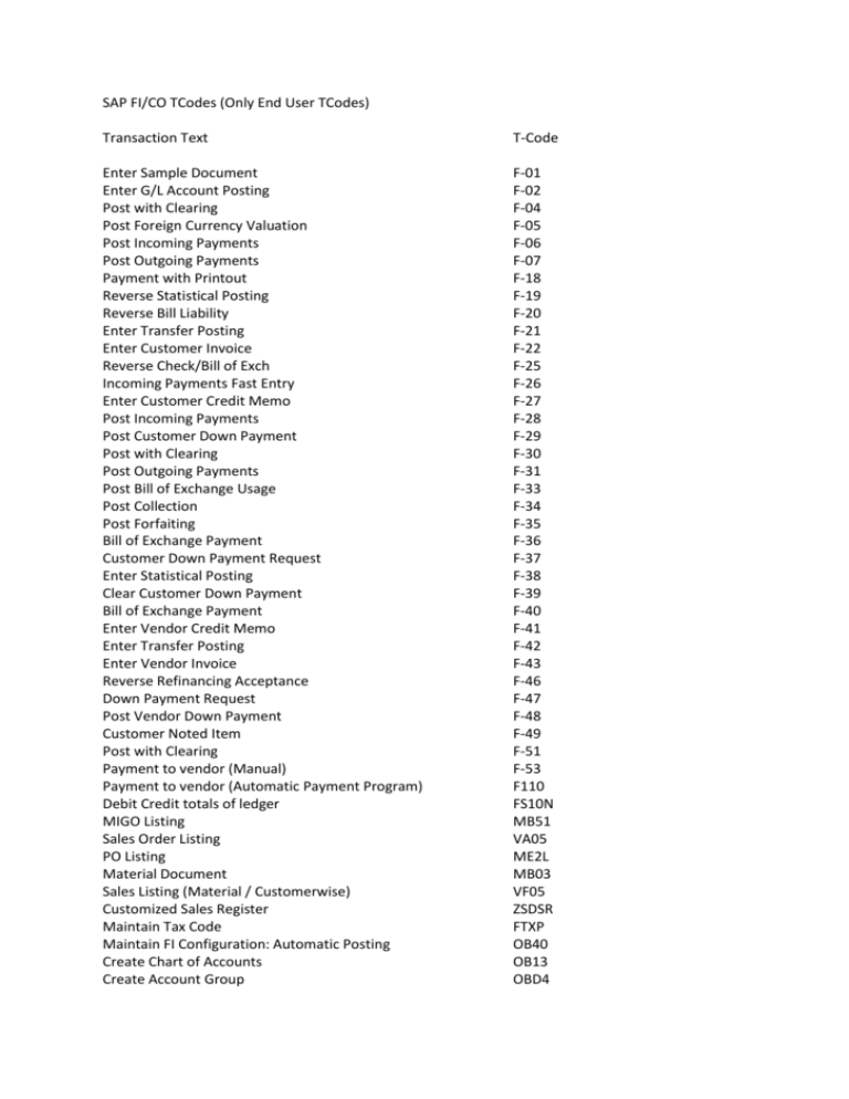 sap-fi-co-tcodes-only-end-user-tcodes-transaction-text-t