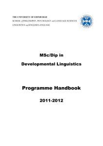 MSc Handbook - School of Philosophy, Psychology and Language