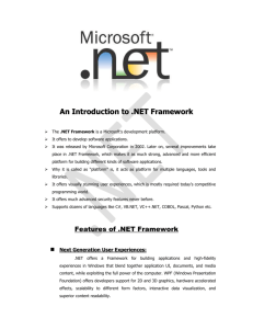 1 An Introduction to .NET Framework , Features of .NET Framework