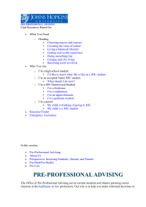 pre-professional Advising - Johns Hopkins University