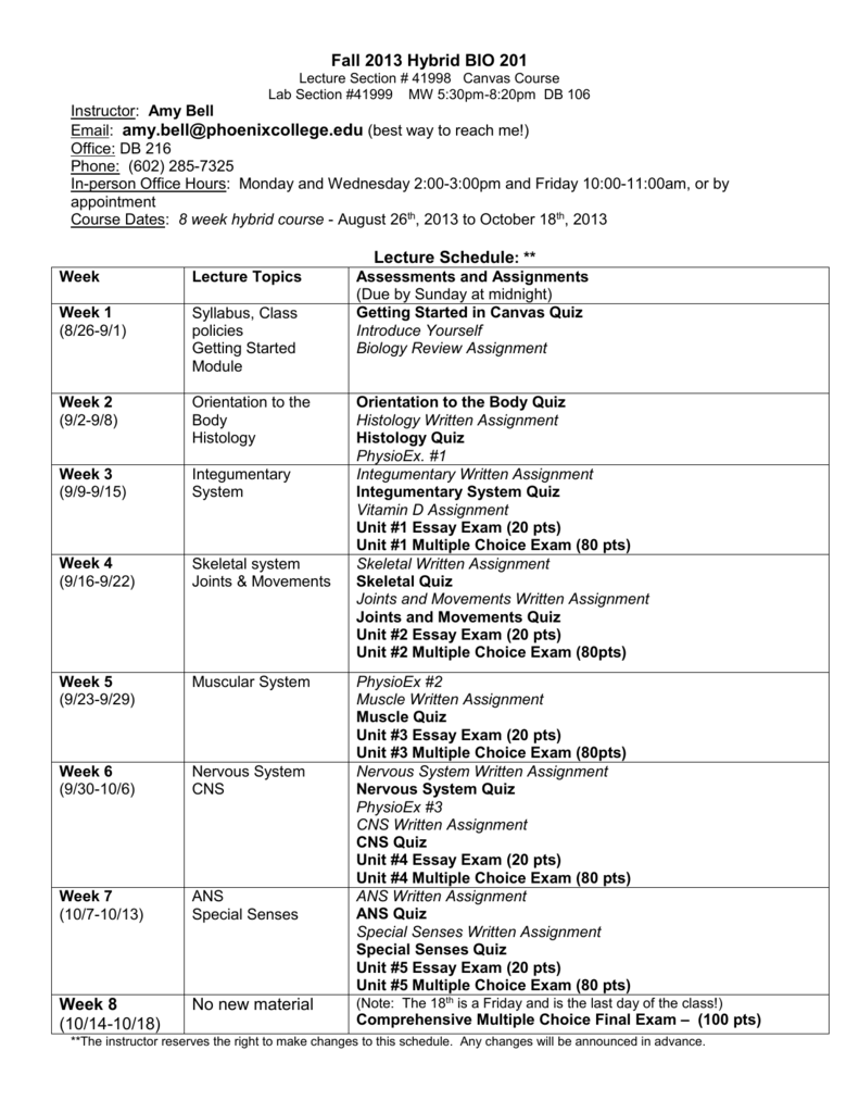 BIO 201 Hybrid Syllabus