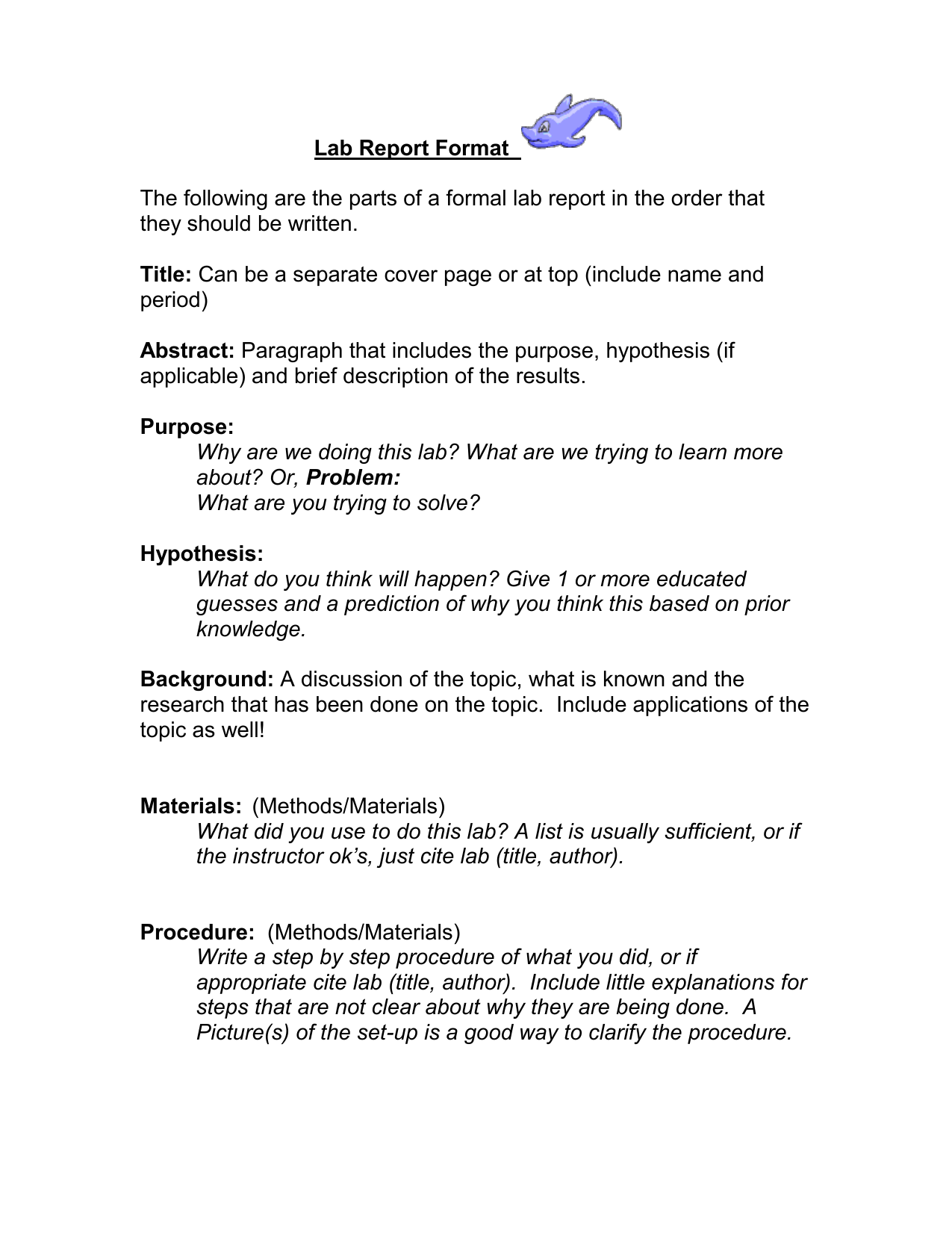 Write a lab report step by step