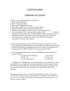 QUESTION BANK COMPANY ACCOUNTS 1. What is the meaning