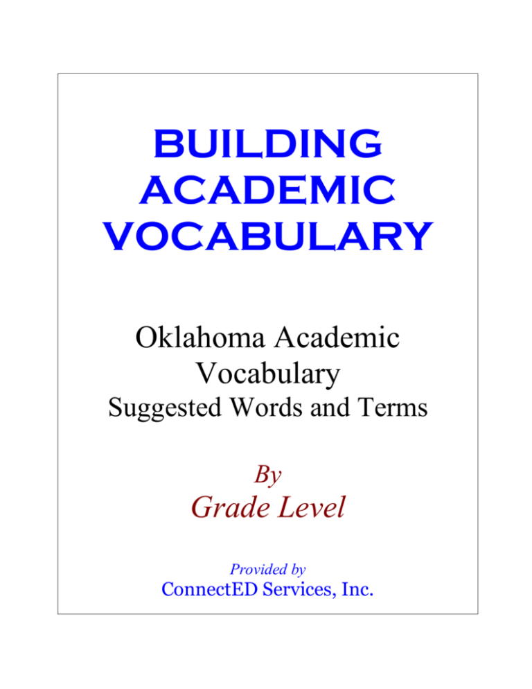 K 12 Vocabulary Word List